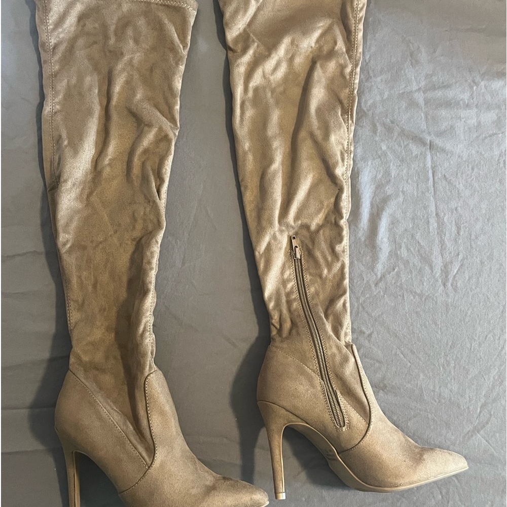 Suede knee high boots